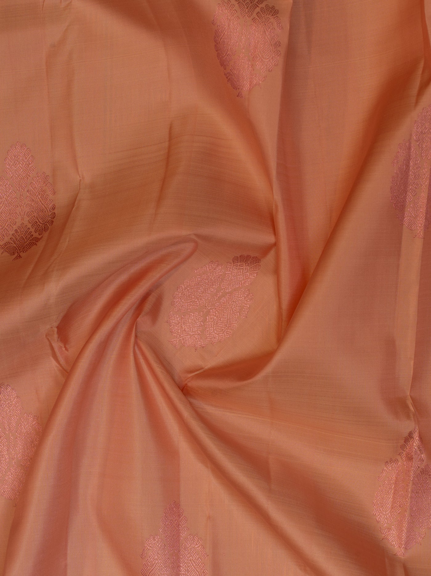 Peach pink pastel&nbsp;Pure Kanchipuram silk saree