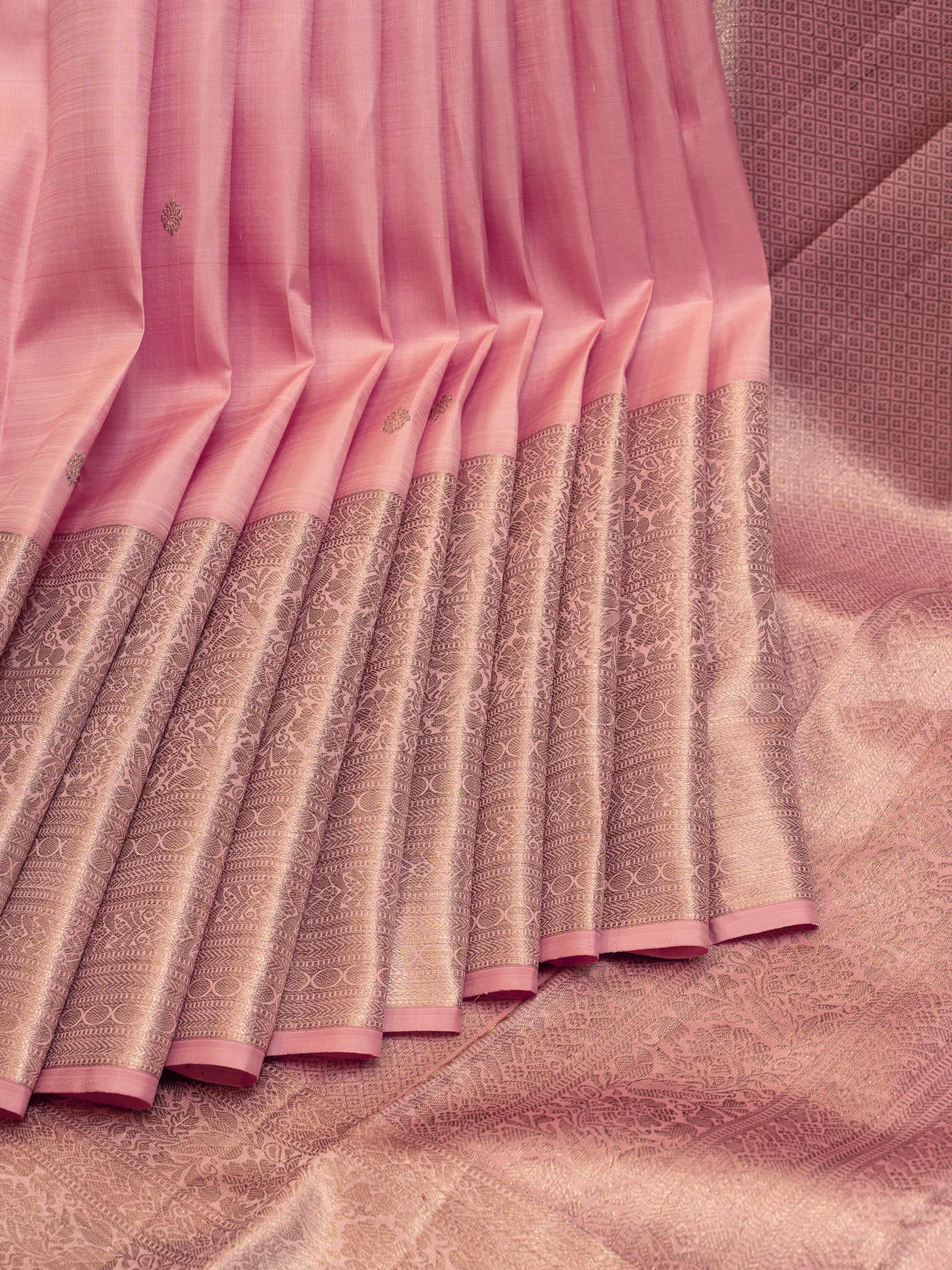 Flamingo Pink Pastel Pure Kanjivaram Silk Saree