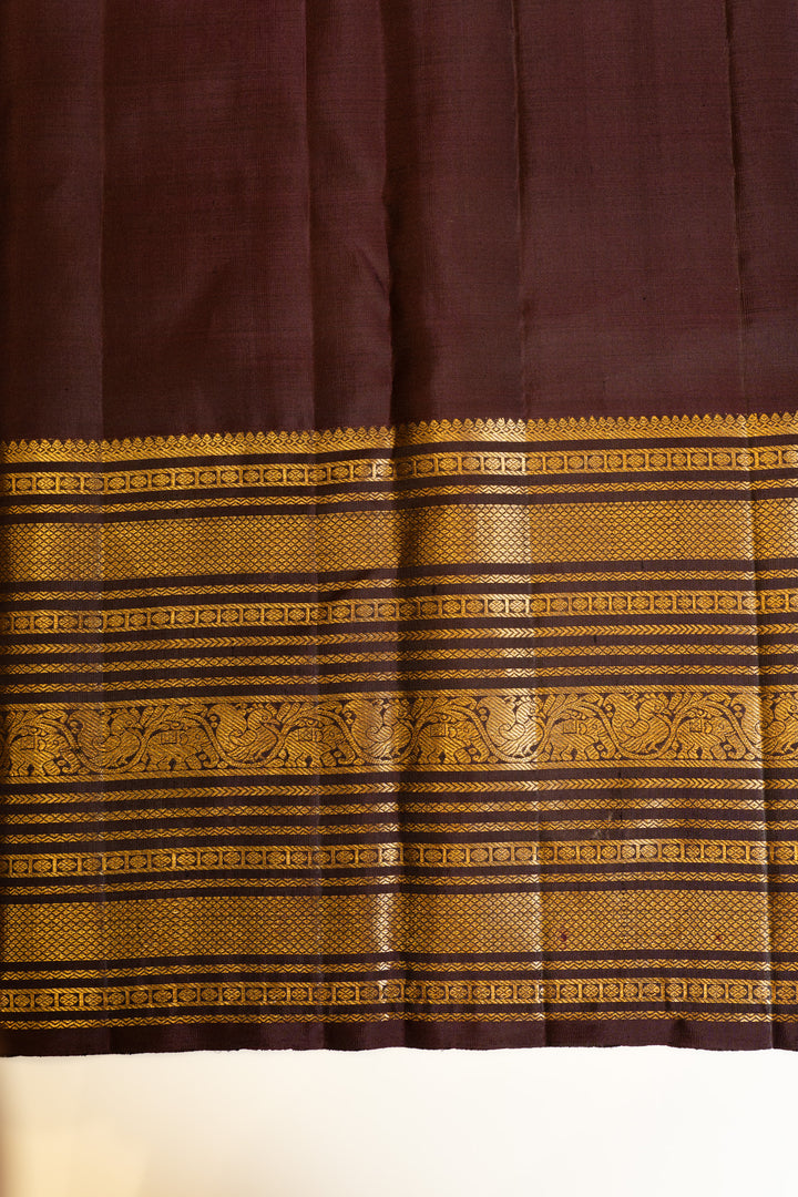Jamun purple and brown Varisaipettu pure Kanchipuram silk saree