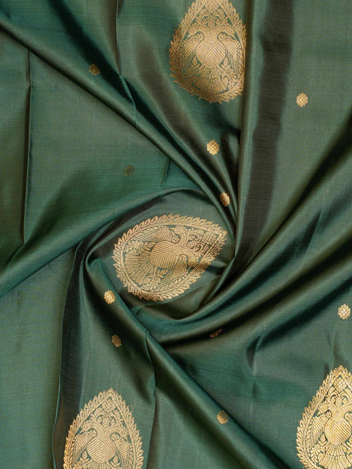 Bottle Green Traditional Pure Kanjivaram Silk Saree