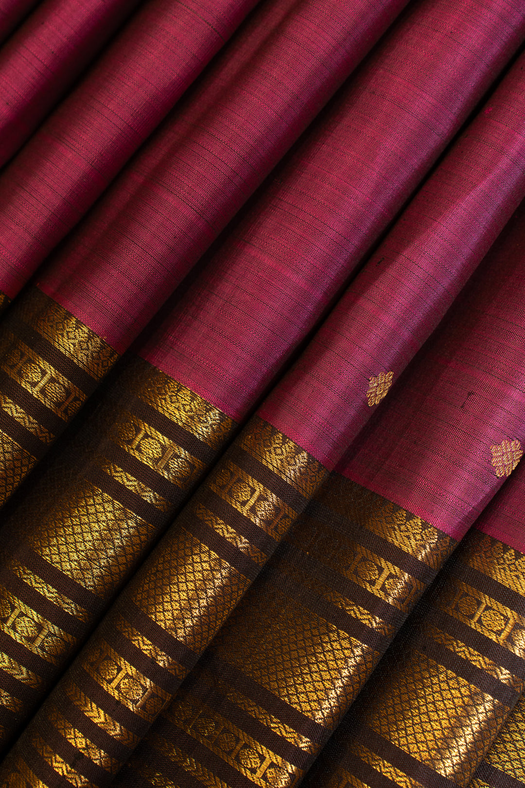 Jamun purple and brown Varisaipettu pure Kanchipuram silk saree