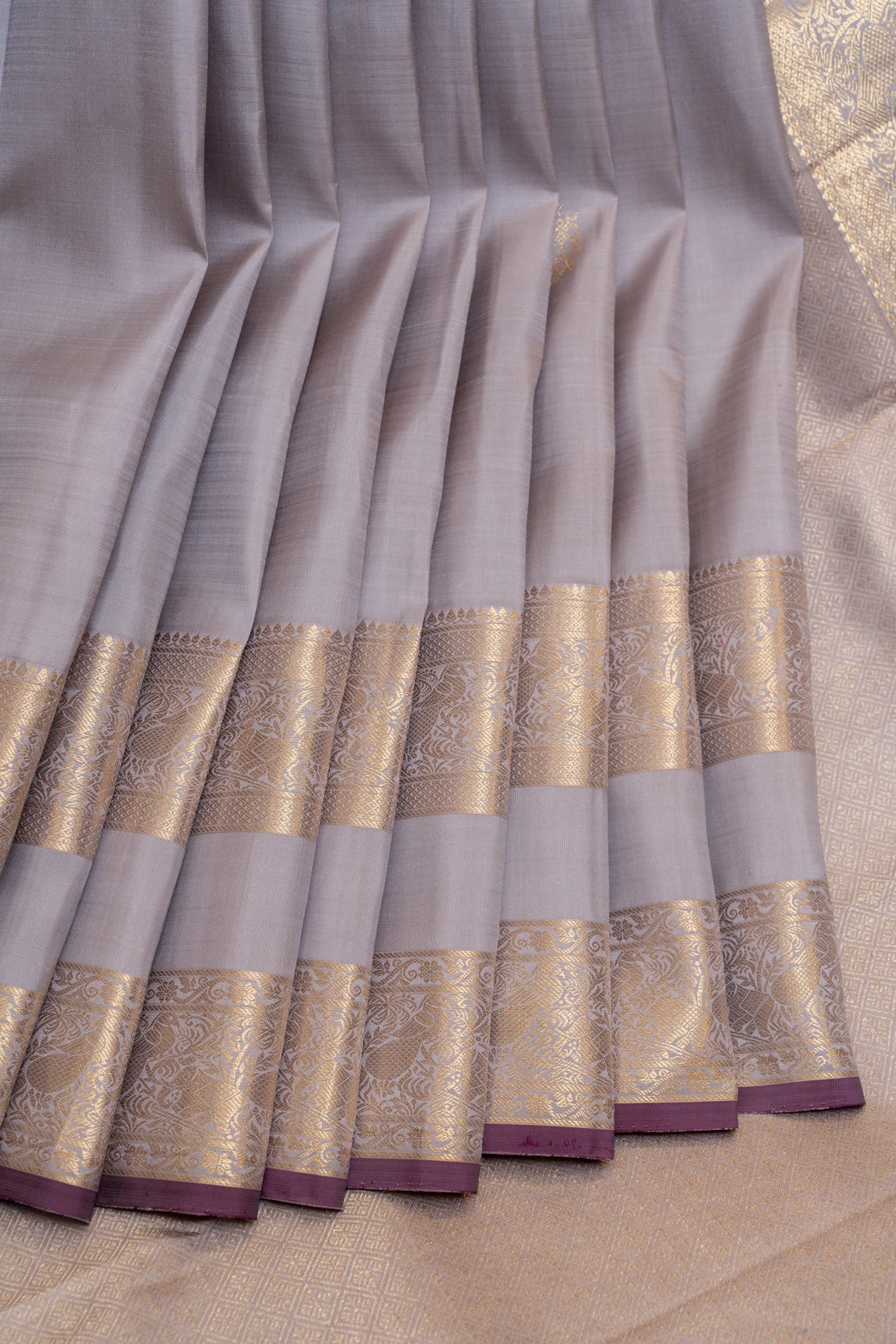 Lilac purple pastel pure Kanchipuram silk saree