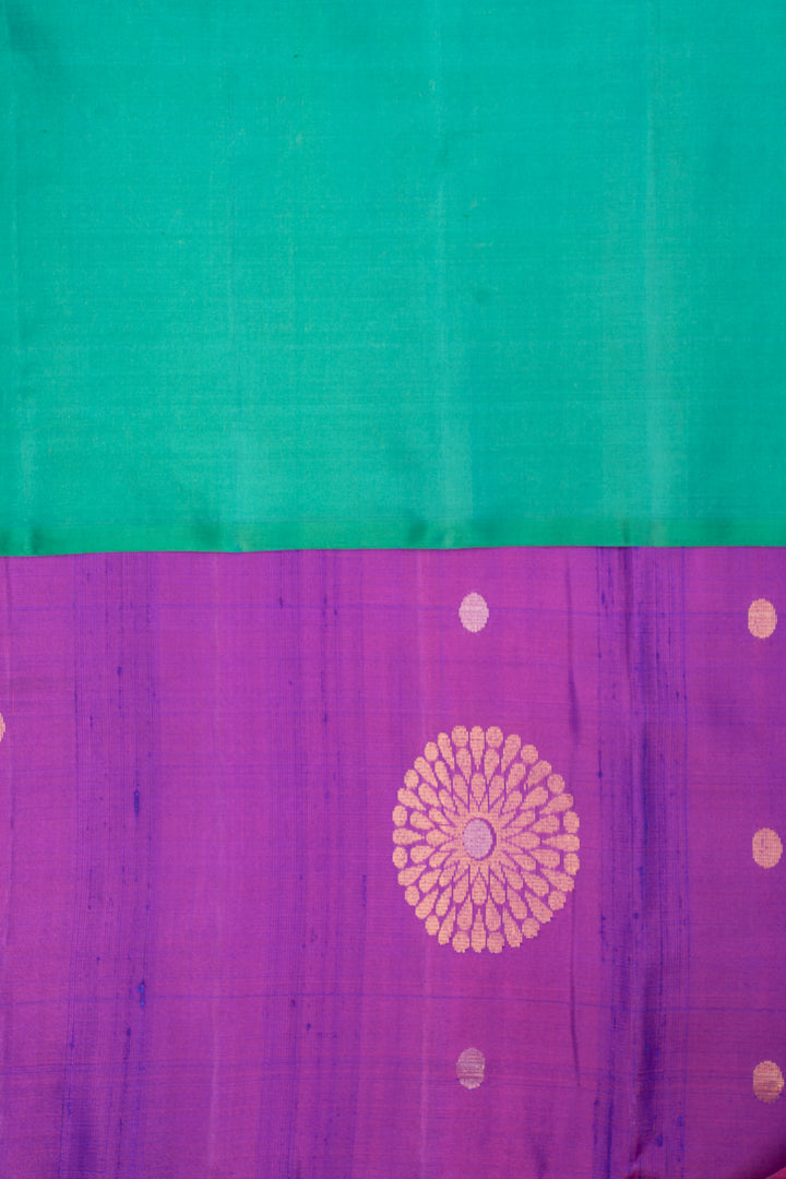Purple and Cyan Pure Soft Silk Saree - Clio Silks