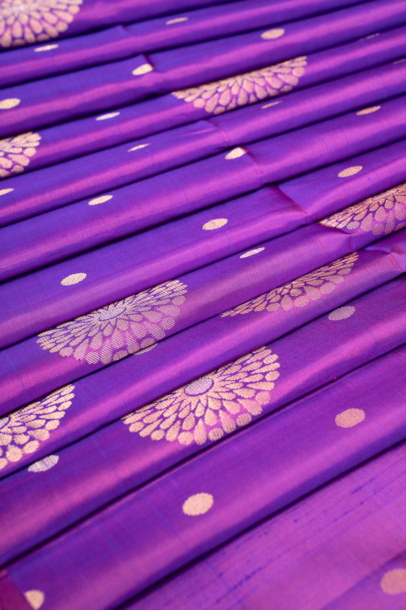 Purple and Cyan Pure Soft Silk Saree - Clio Silks