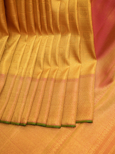 Yellow Brocade Pure Kanchipuram Wedding Silk Saree - Clio Silks