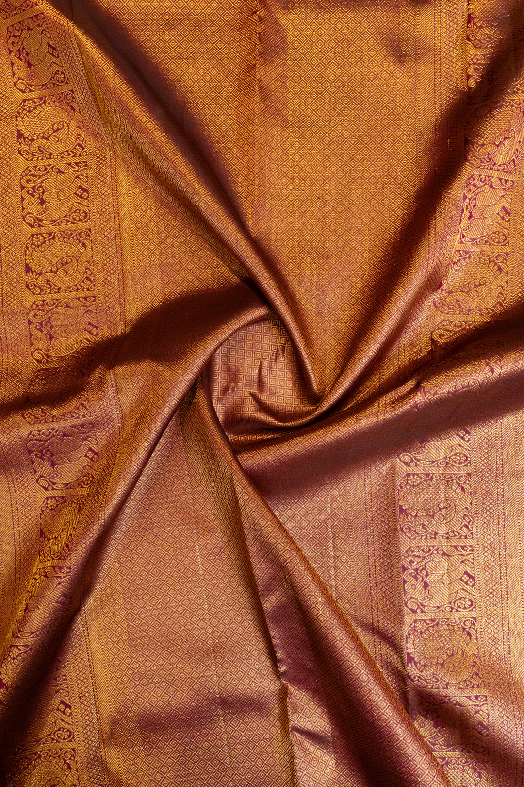 Magenta zari checks traditional pure Kanchipuram silk saree