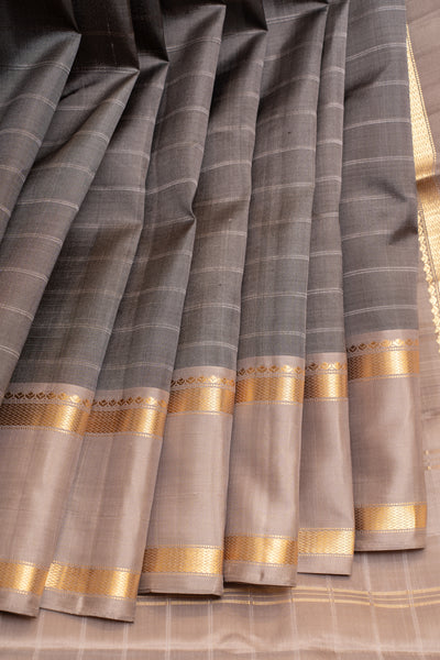 Grey stripes pure Kanchipuram silk saree