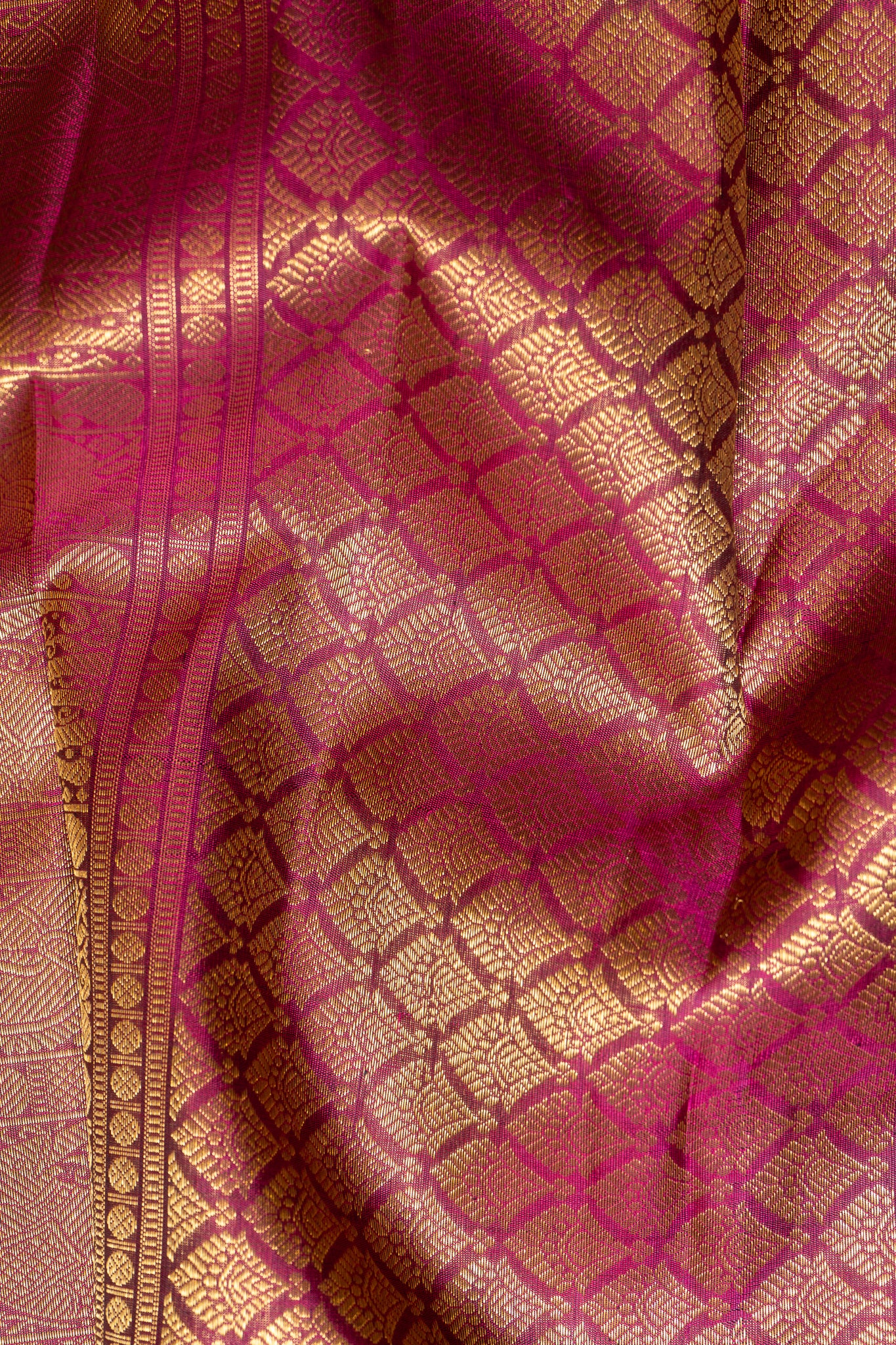 Beige Thread Brocade Pure Zari Kanchipuram Silk Saree - Clio Silks