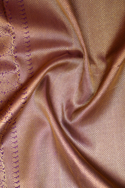 Peach and Purple Rettai Pettu Pure Kanchipuram Silk Saree - Clio Silks