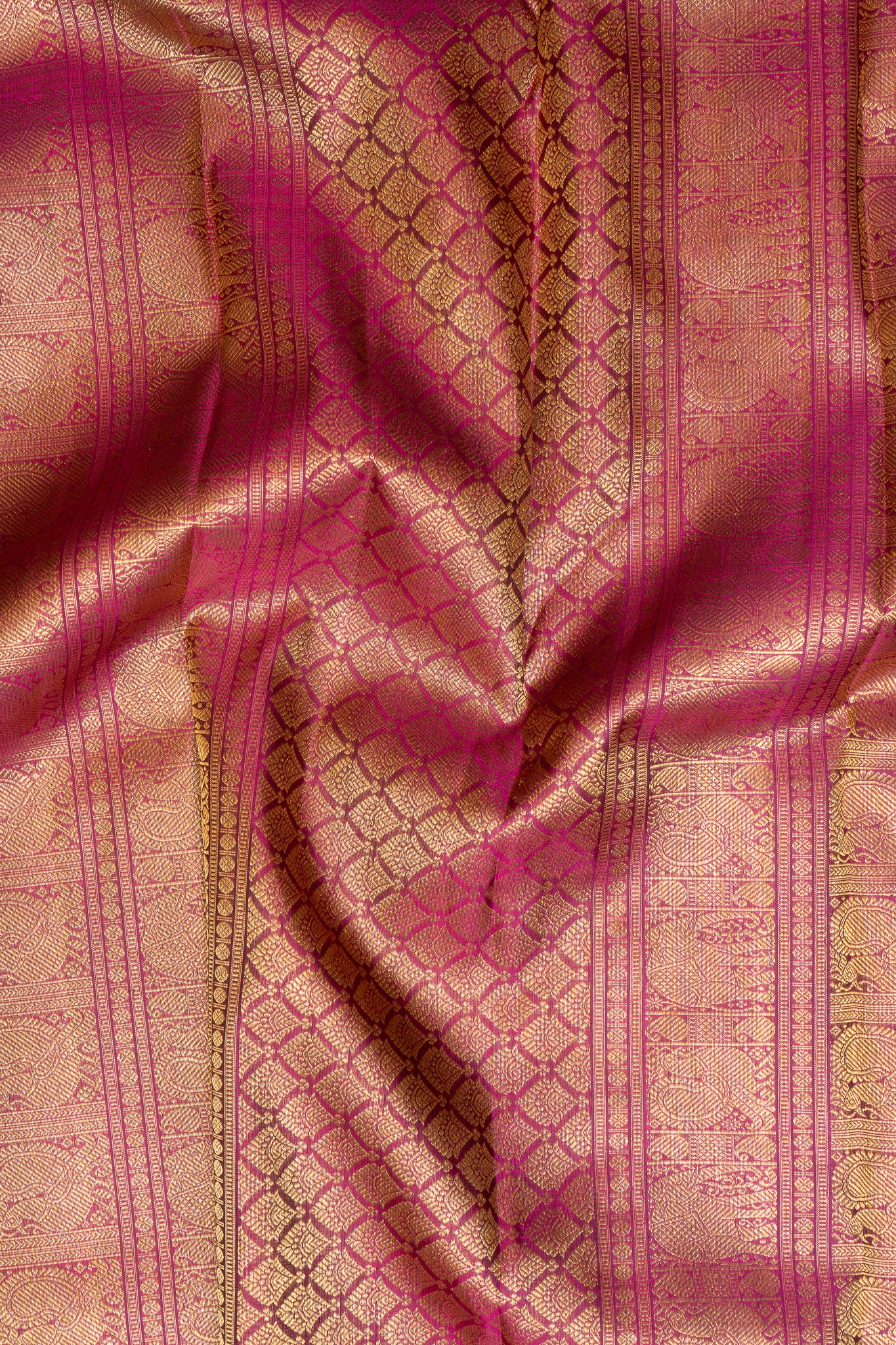 Beige Thread Brocade Pure Zari Kanchipuram Silk Saree - Clio Silks