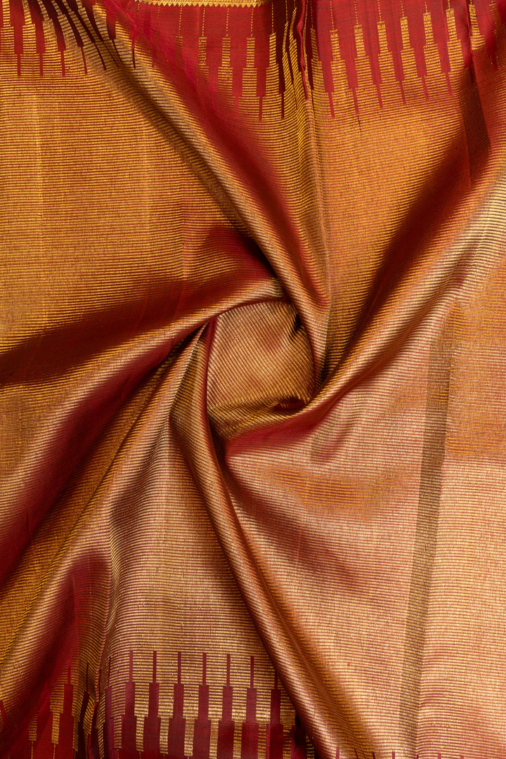 Rust maroon rettai pettu pure Kanchipuram silk saree