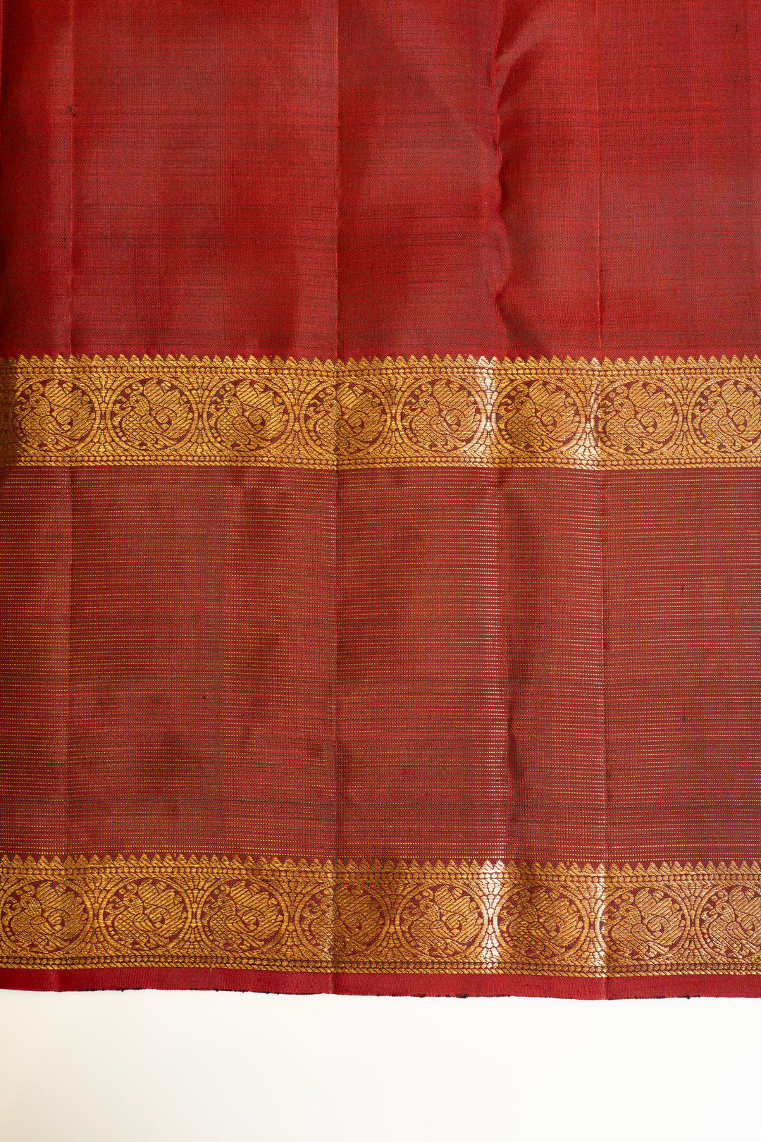 Rust maroon rettai pettu pure Kanchipuram silk saree