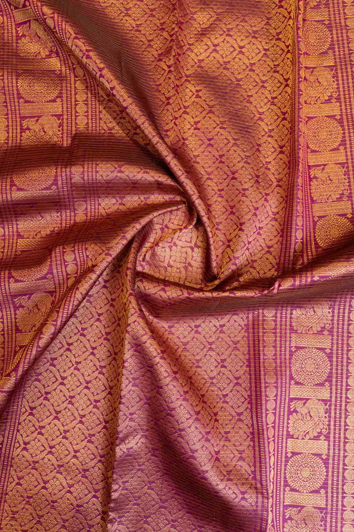 Jamun purple vairaoosi checks pure Kanchipuram silk saree
