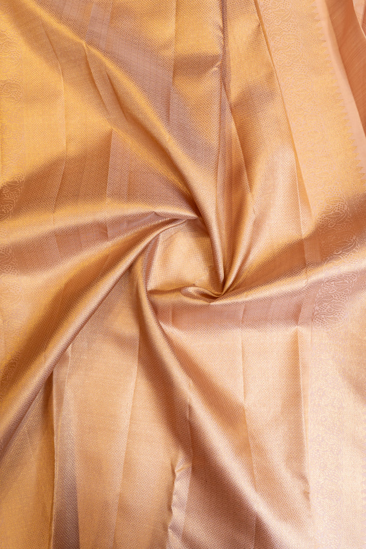 Pastel pink paisley motifs traditional pure Kanchipuram silk saree