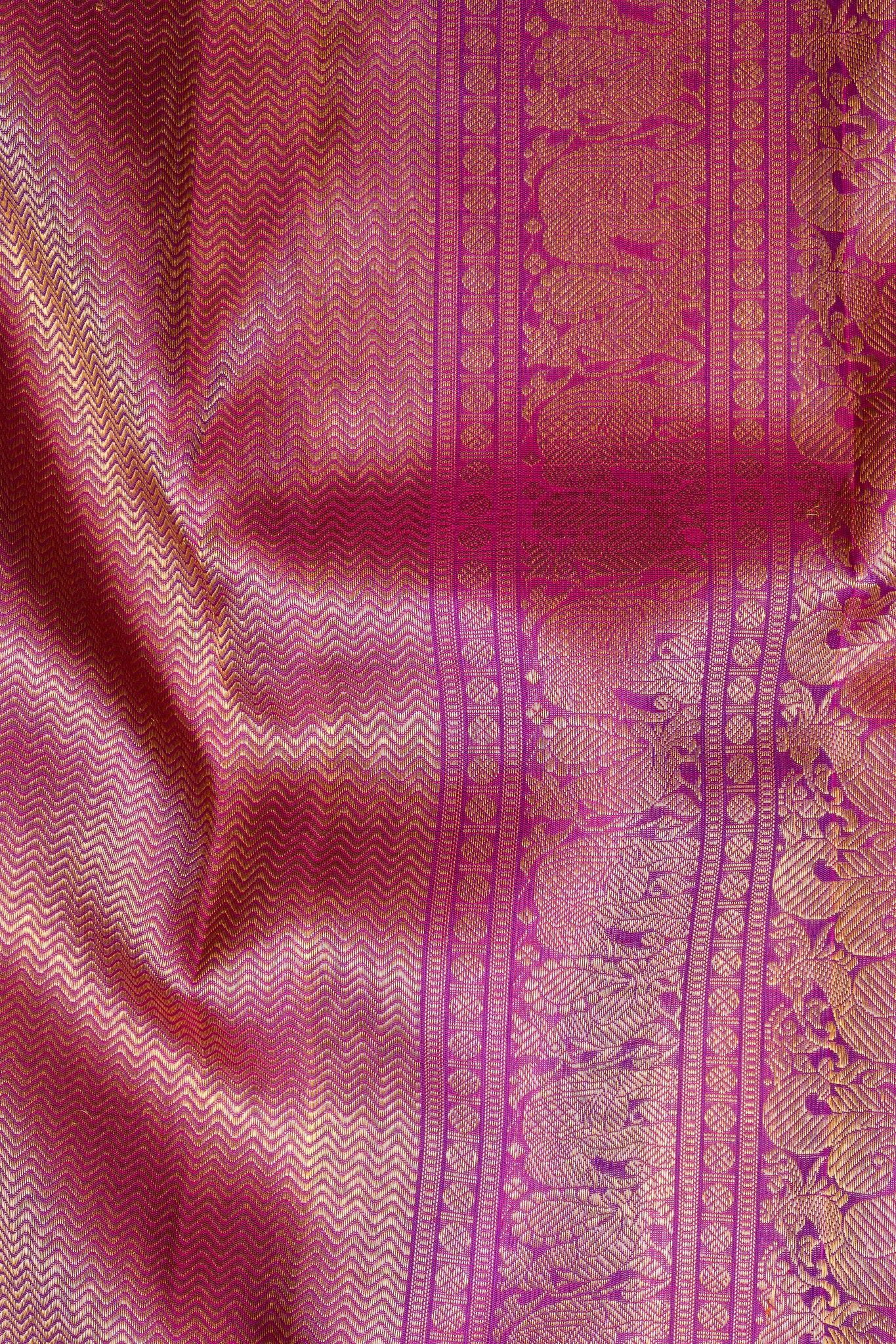 Peacock Blue Thread Brocade Pure Zari Kanchipuram Silk Saree - Clio Silks