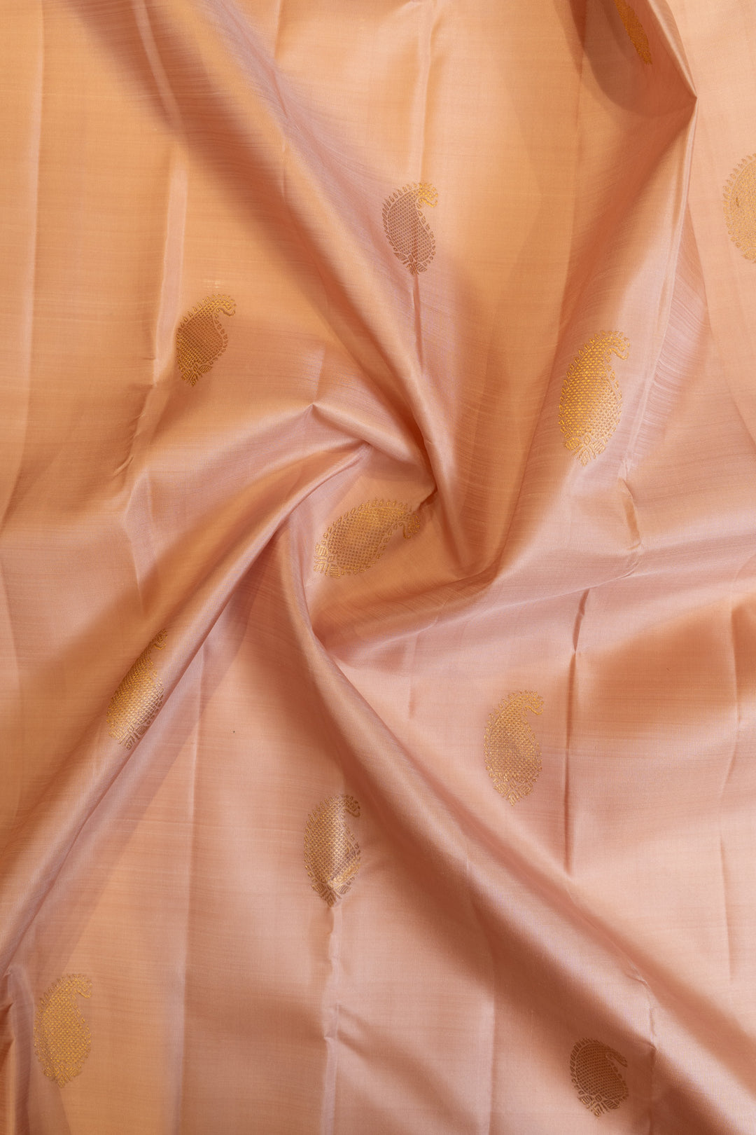 Pastel pink paisley motifs traditional pure Kanchipuram silk saree