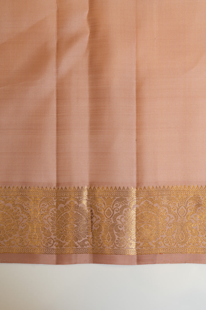 Pastel pink paisley motifs traditional pure Kanchipuram silk saree