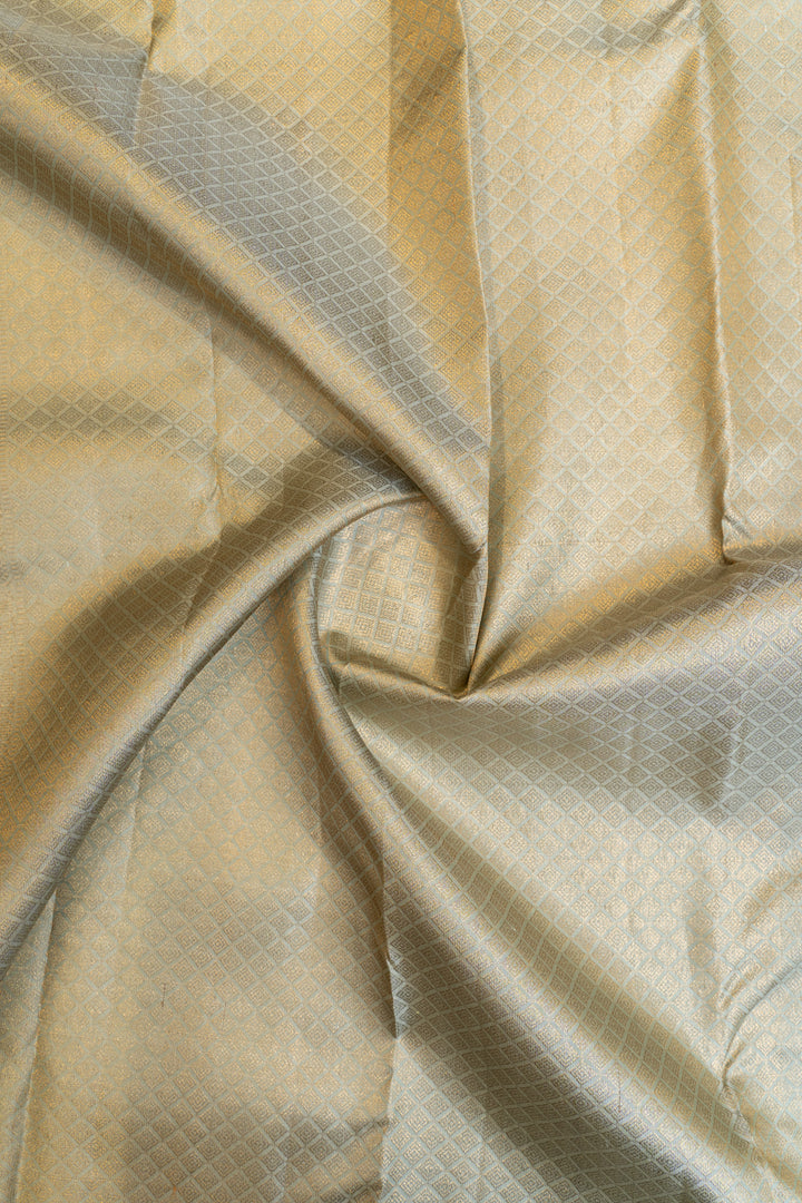 Pastel blue borderless zari stripes pure Kanchipuram silk saree