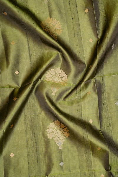 Mehendi Green Pure Soft Silk Saree - Clio Silks