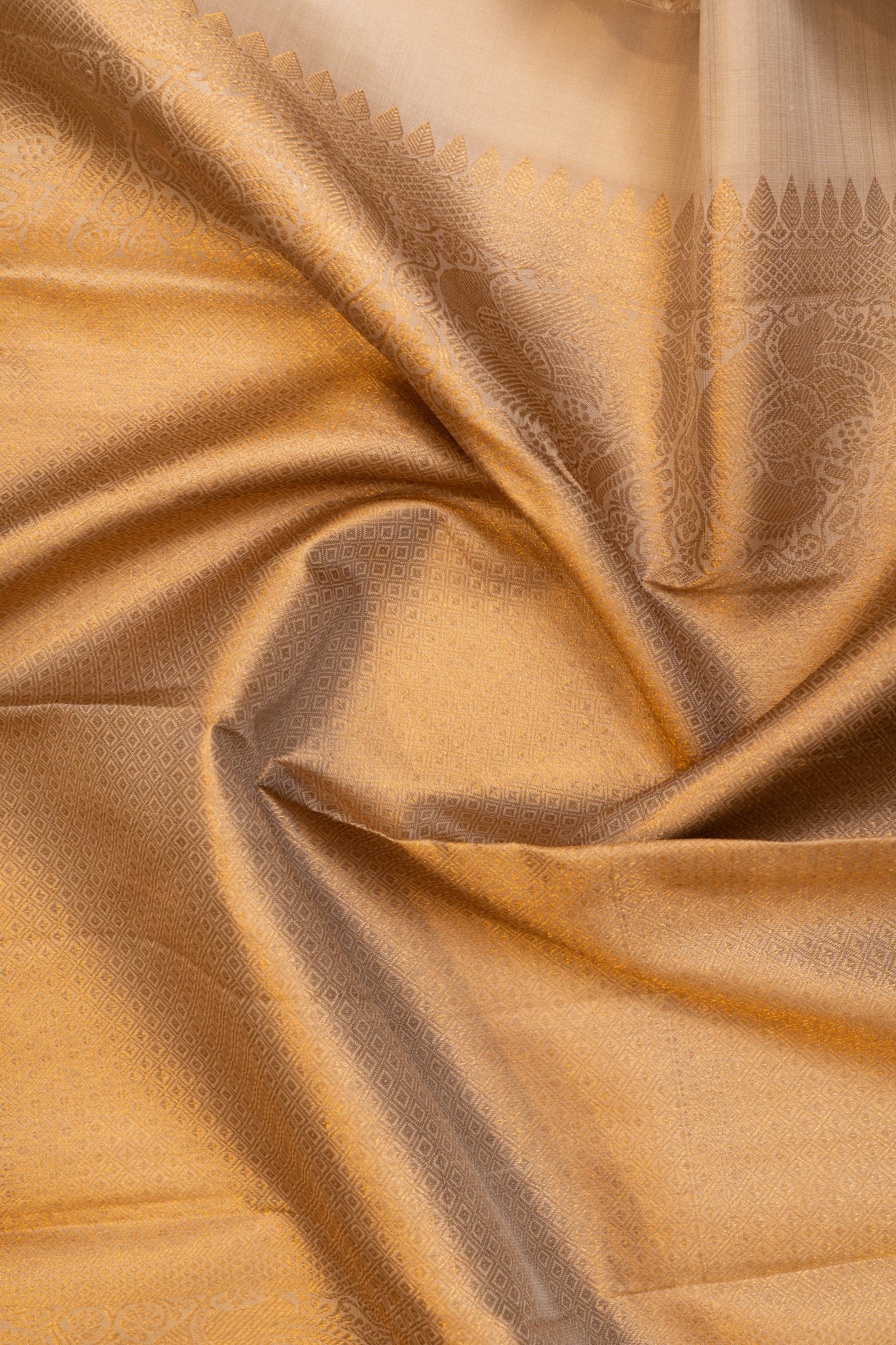 Beige pure Kanchipuram pastel silk saree