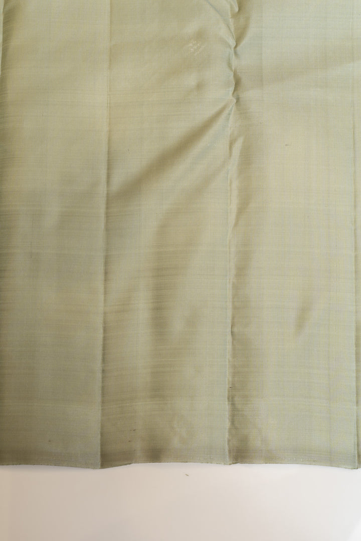 Pastel blue borderless zari stripes pure Kanchipuram silk saree