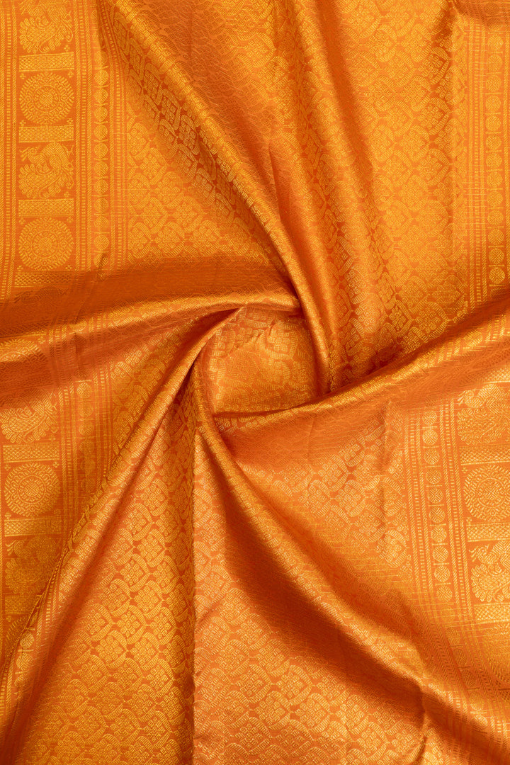 Rust orange vairaoosi pure Kanchipuram silk saree