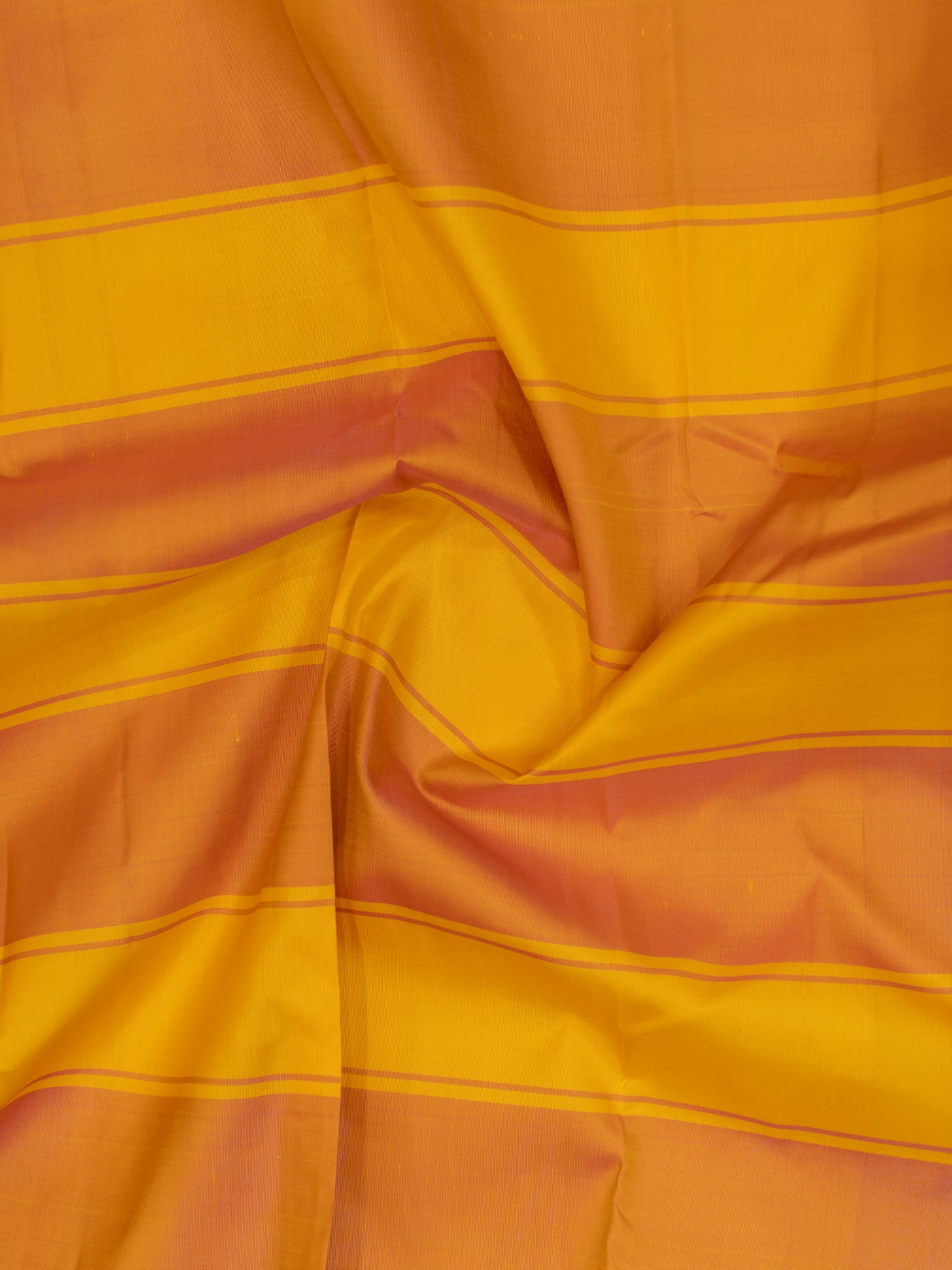 Yellow and peach stripes pure Kanchipuram silk saree