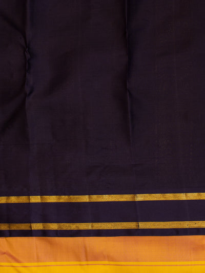 Yellow and peach stripes pure Kanchipuram silk saree