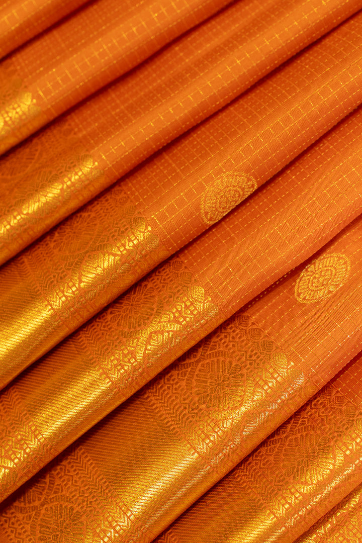 Rust orange vairaoosi pure Kanchipuram silk saree