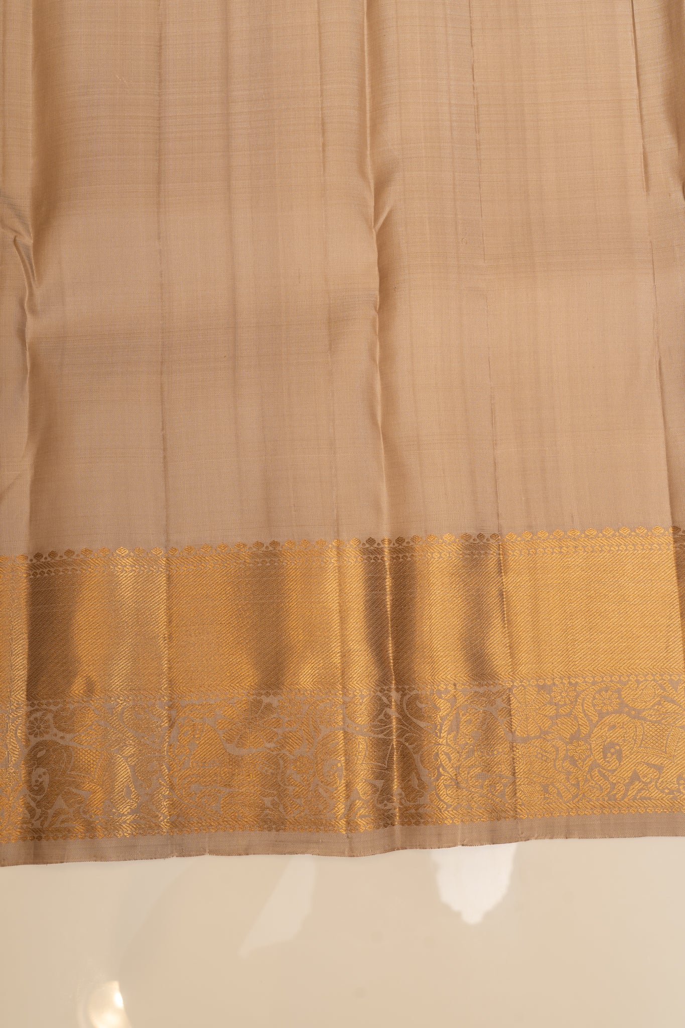 Beige pure Kanchipuram pastel silk saree