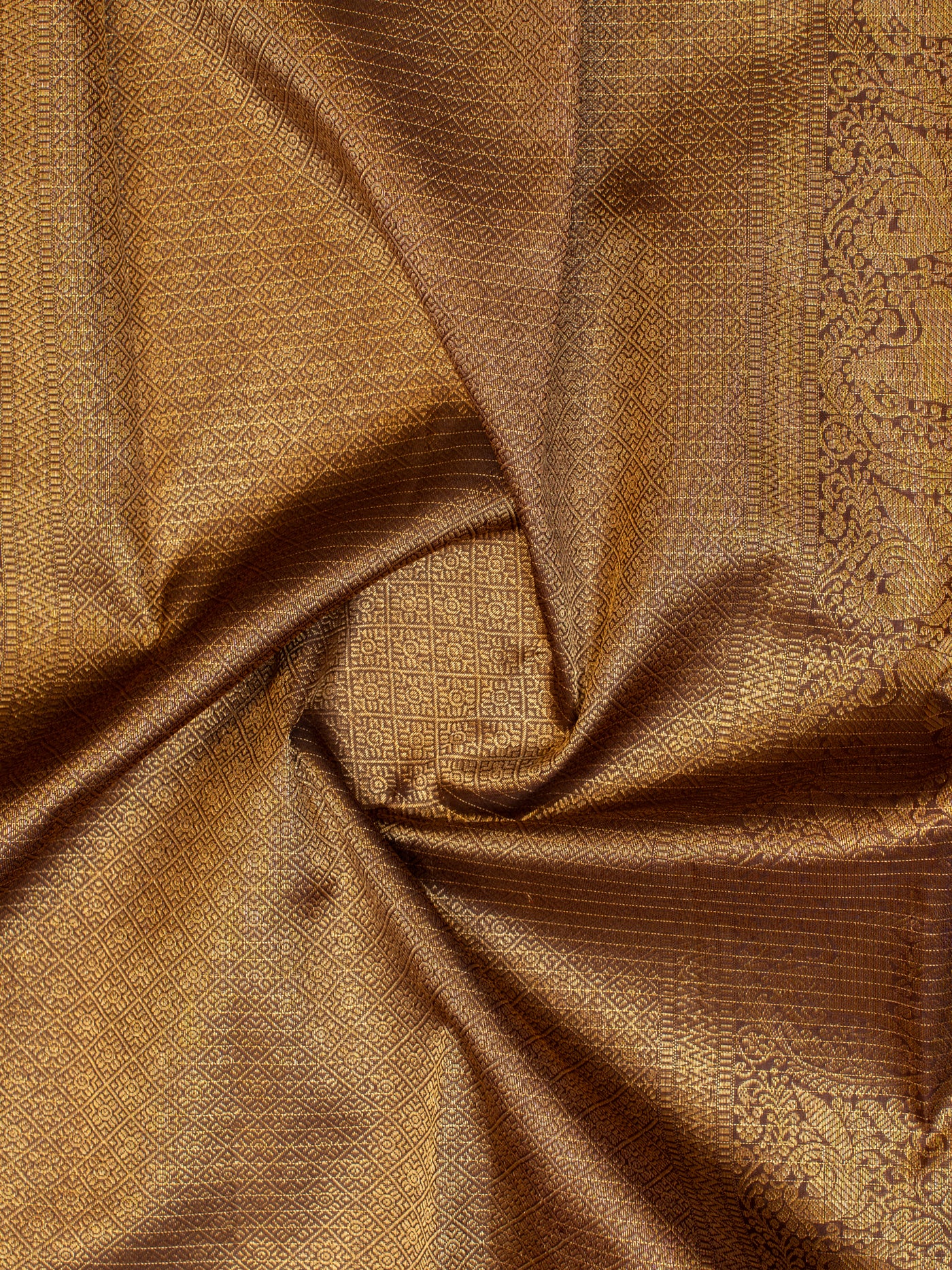 Mauve and brown zari checks pure Kanchipuram silk saree