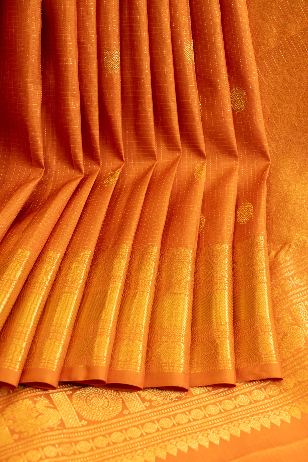 Rust orange vairaoosi pure Kanchipuram silk saree