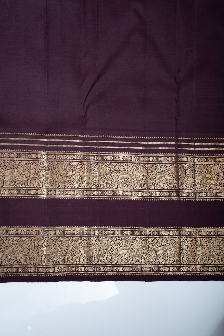 Rust Orange and Purple Zari Checks Pure Kanchipuram Silk Saree