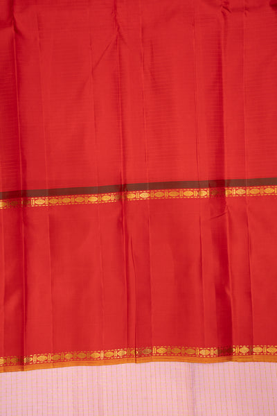 Lotus Pink and Red Pure Zari Kanchipuram Silk Saree - Clio Silks