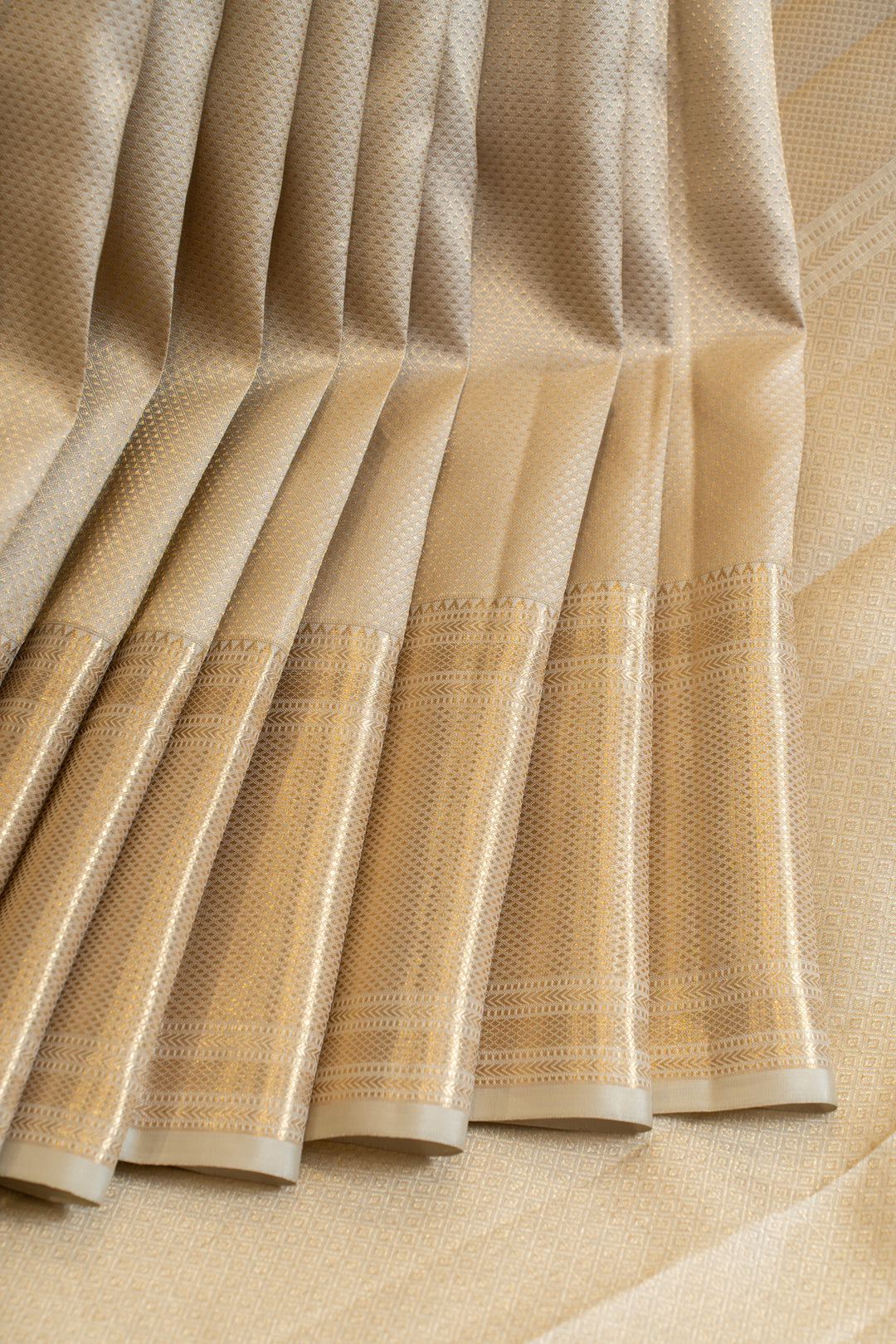 Beige latte brocade pure Kanchipuram silk saree