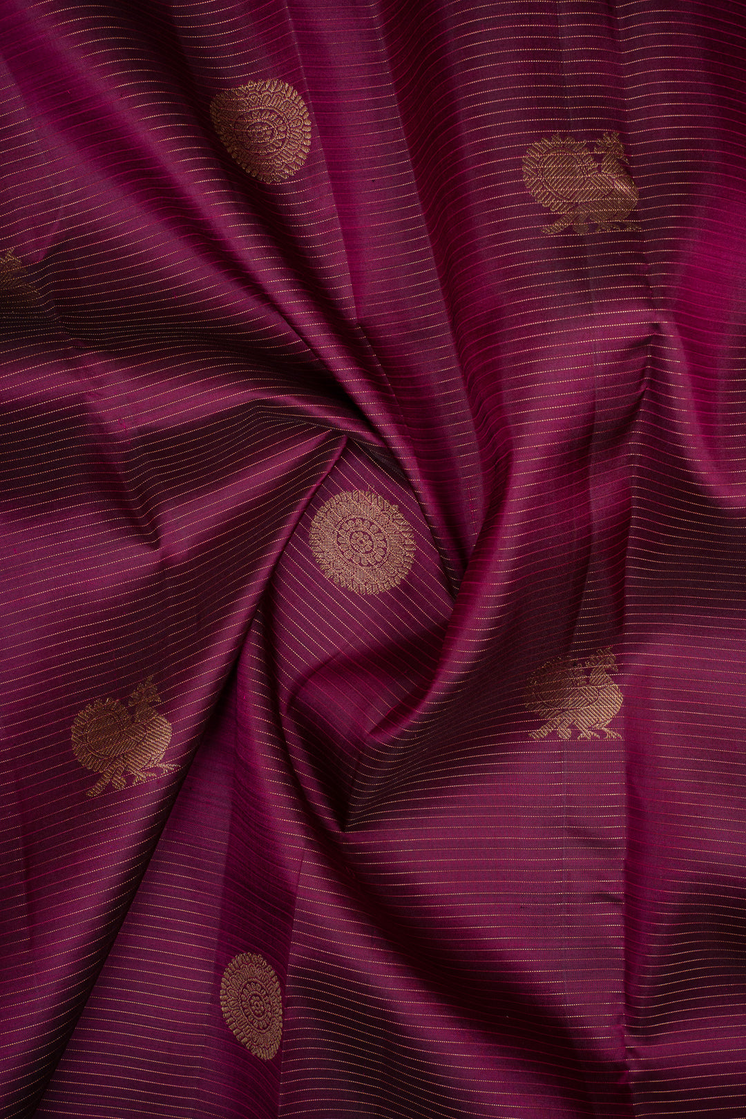 Royal Purple Vairaoosi Stripes Pure Kanchipuram Silk Saree