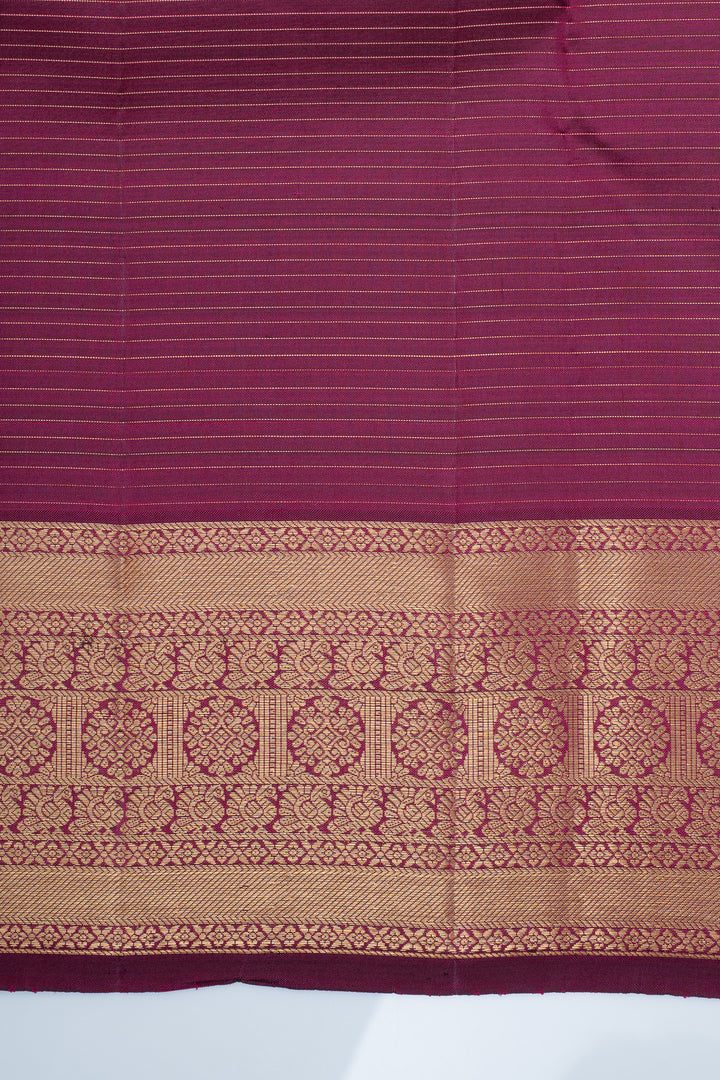 Royal Purple Vairaoosi Stripes Pure Kanchipuram Silk Saree