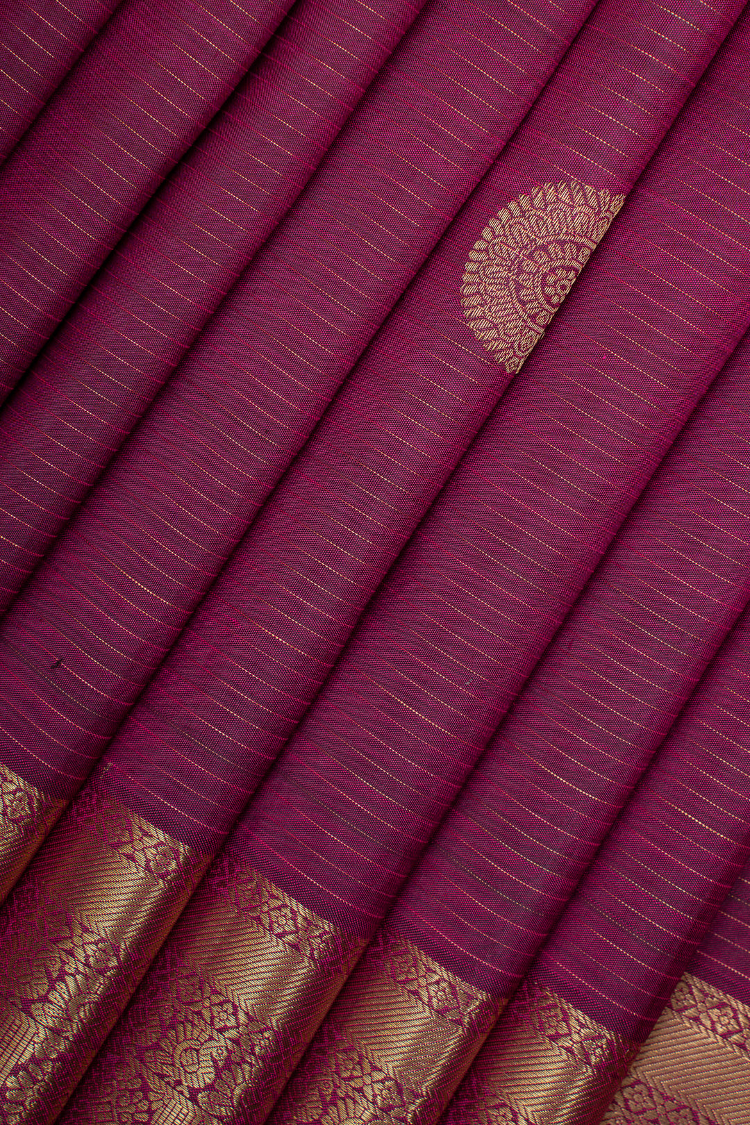 Royal Purple Vairaoosi Stripes Pure Kanchipuram Silk Saree