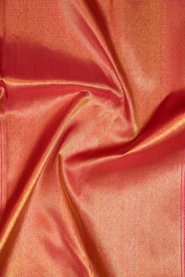 Peach Pink Vairaoosi Checks Pure Kanchipuram Silk Saree - Clio Silks