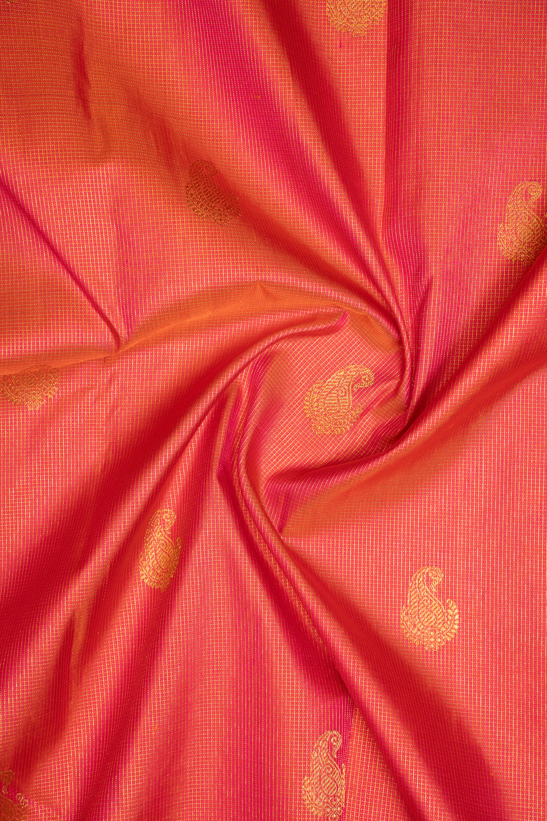 Peach Pink Vairaoosi Checks Pure Kanchipuram Silk Saree - Clio Silks
