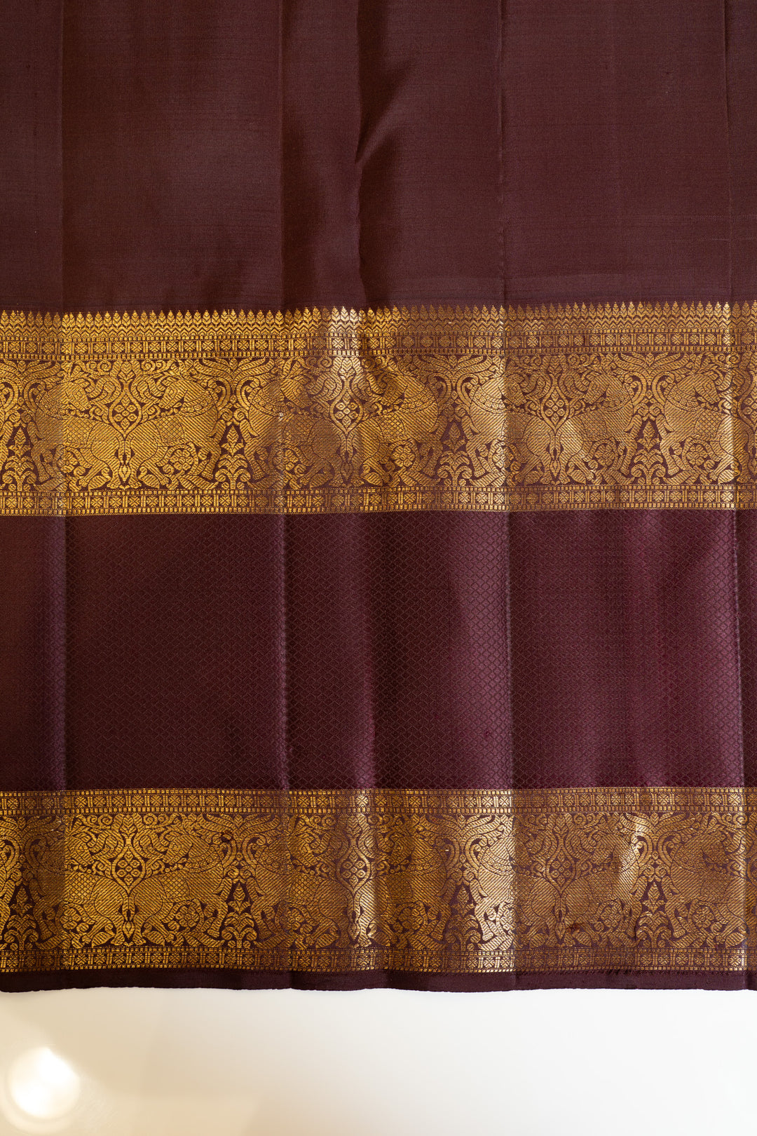 Rust orange and brown traditional pure Kanchipuram silk saree