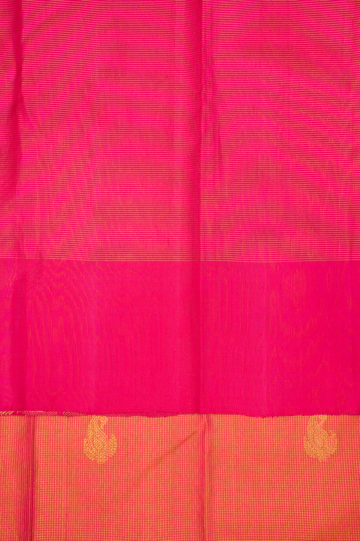 Peach Pink Vairaoosi Checks Pure Kanchipuram Silk Saree - Clio Silks