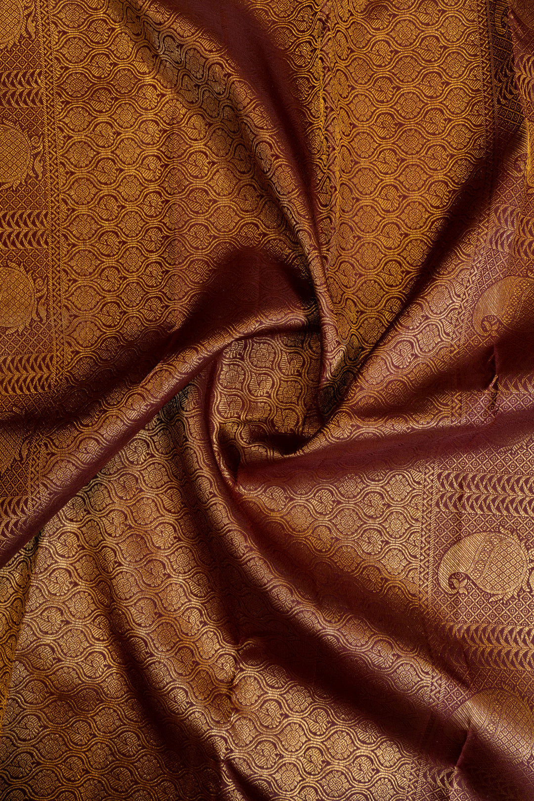 Brown traditional pure Kanchipuram silk saree