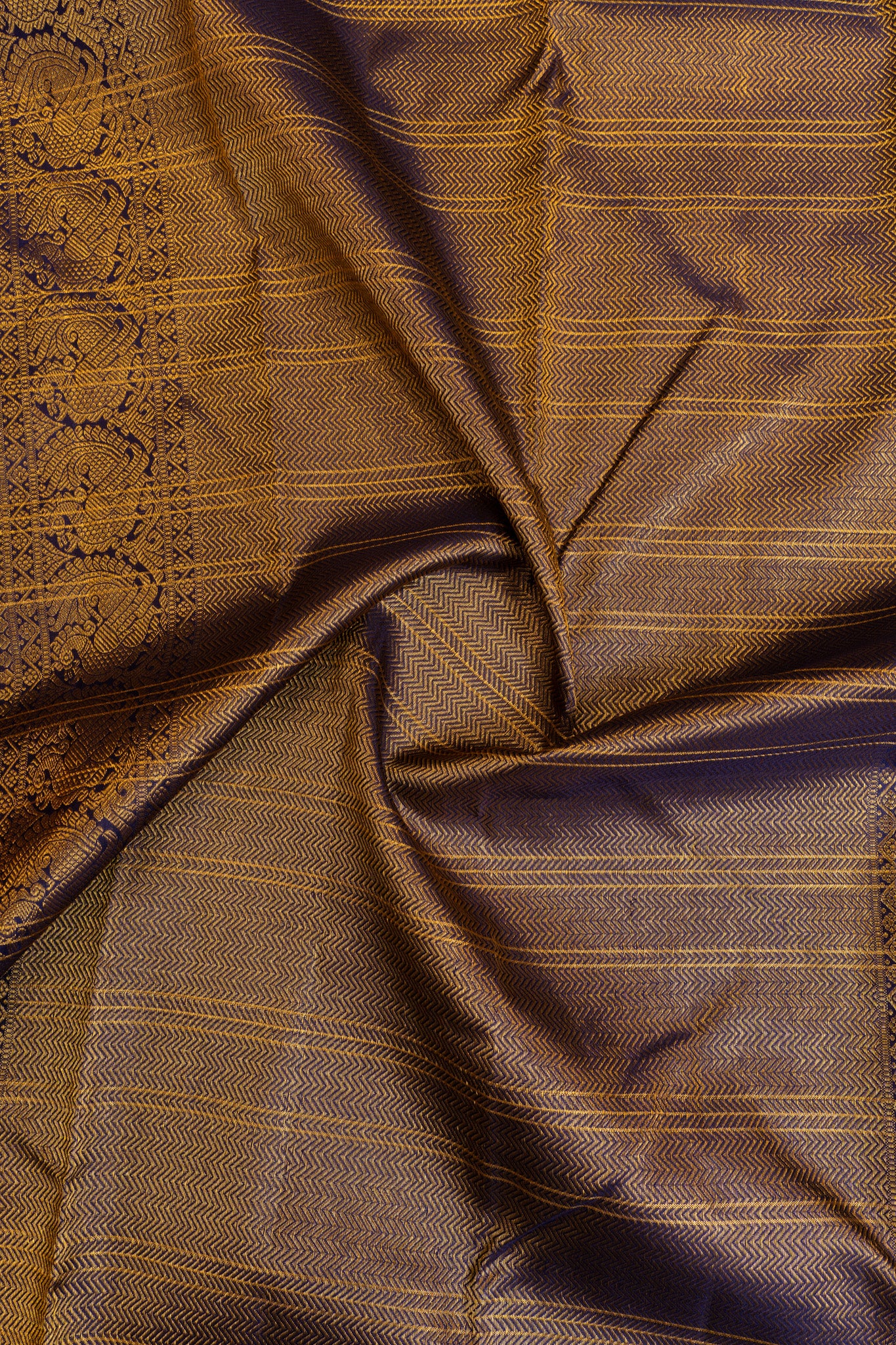 Orange multi zari checks pure Kanchipuram silk saree