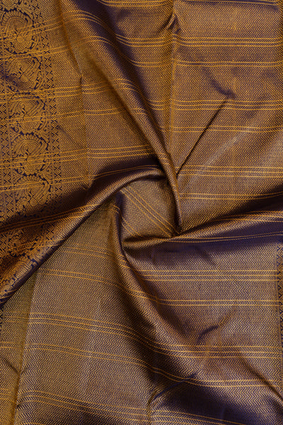 Orange multi zari checks pure Kanchipuram silk saree