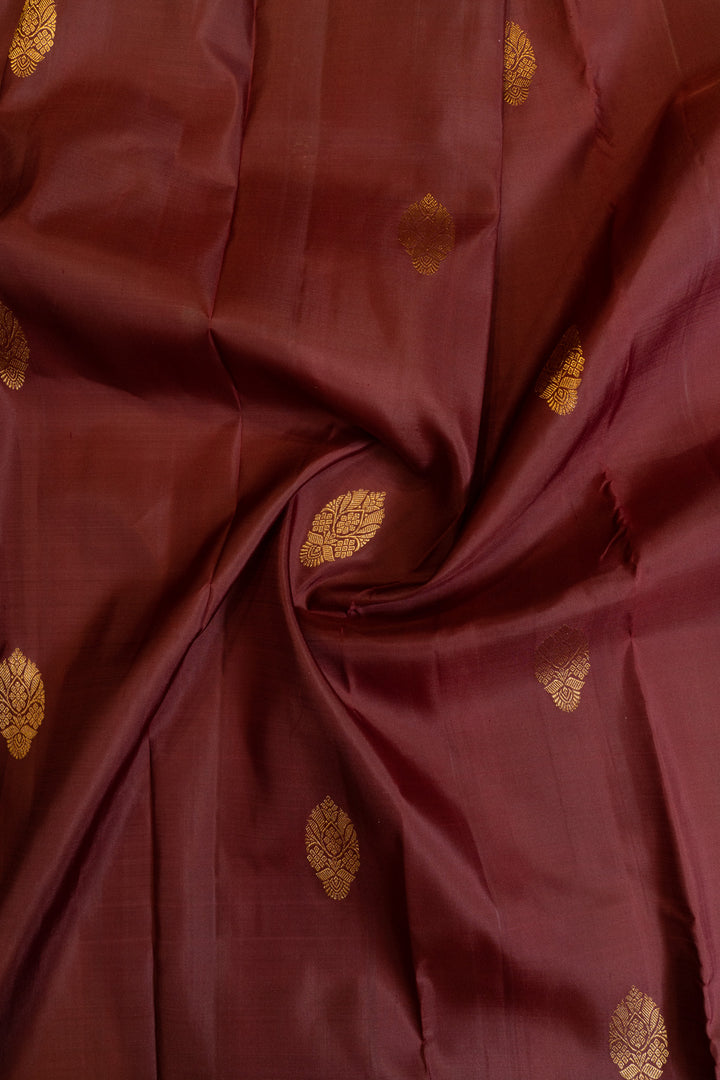 Brown traditional pure Kanchipuram silk saree