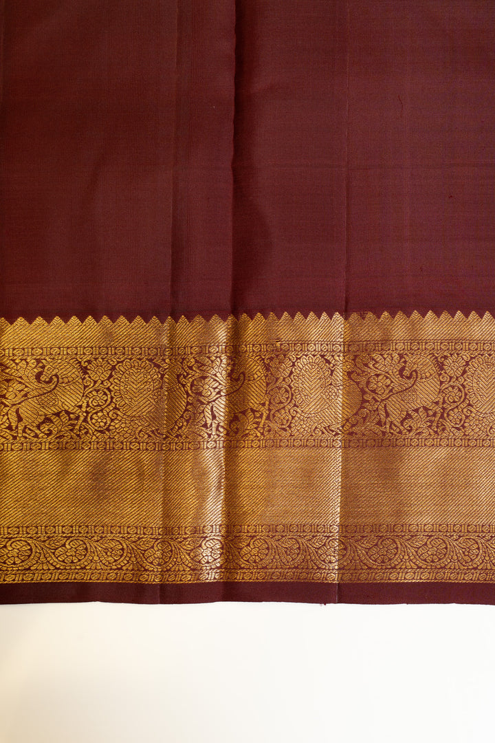 Brown traditional pure Kanchipuram silk saree