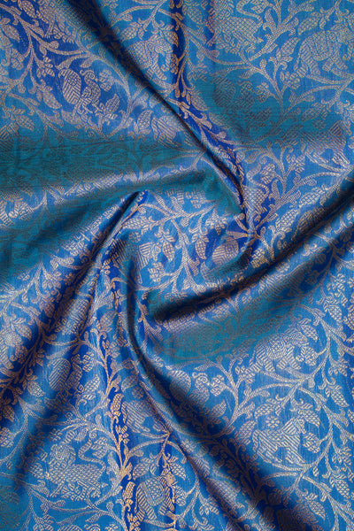 Peacock Blue Vanasingaram Brocade Pure Kanchipuram Silk Saree - Clio Silks