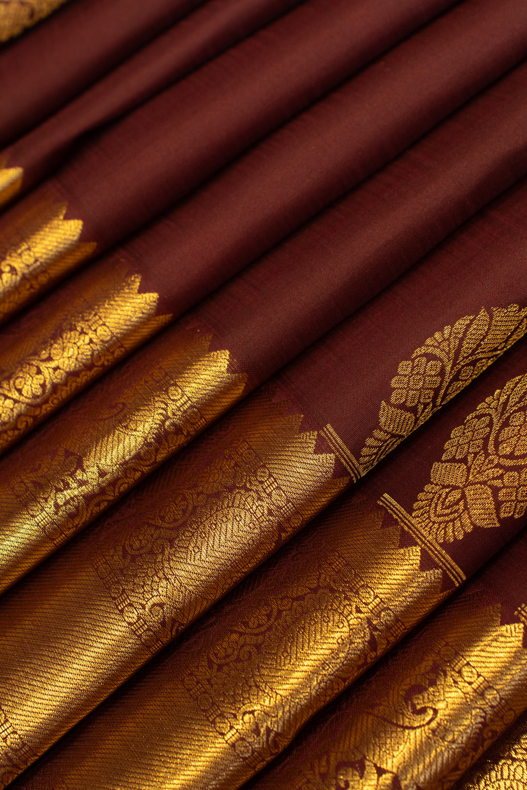 Brown traditional pure Kanchipuram silk saree