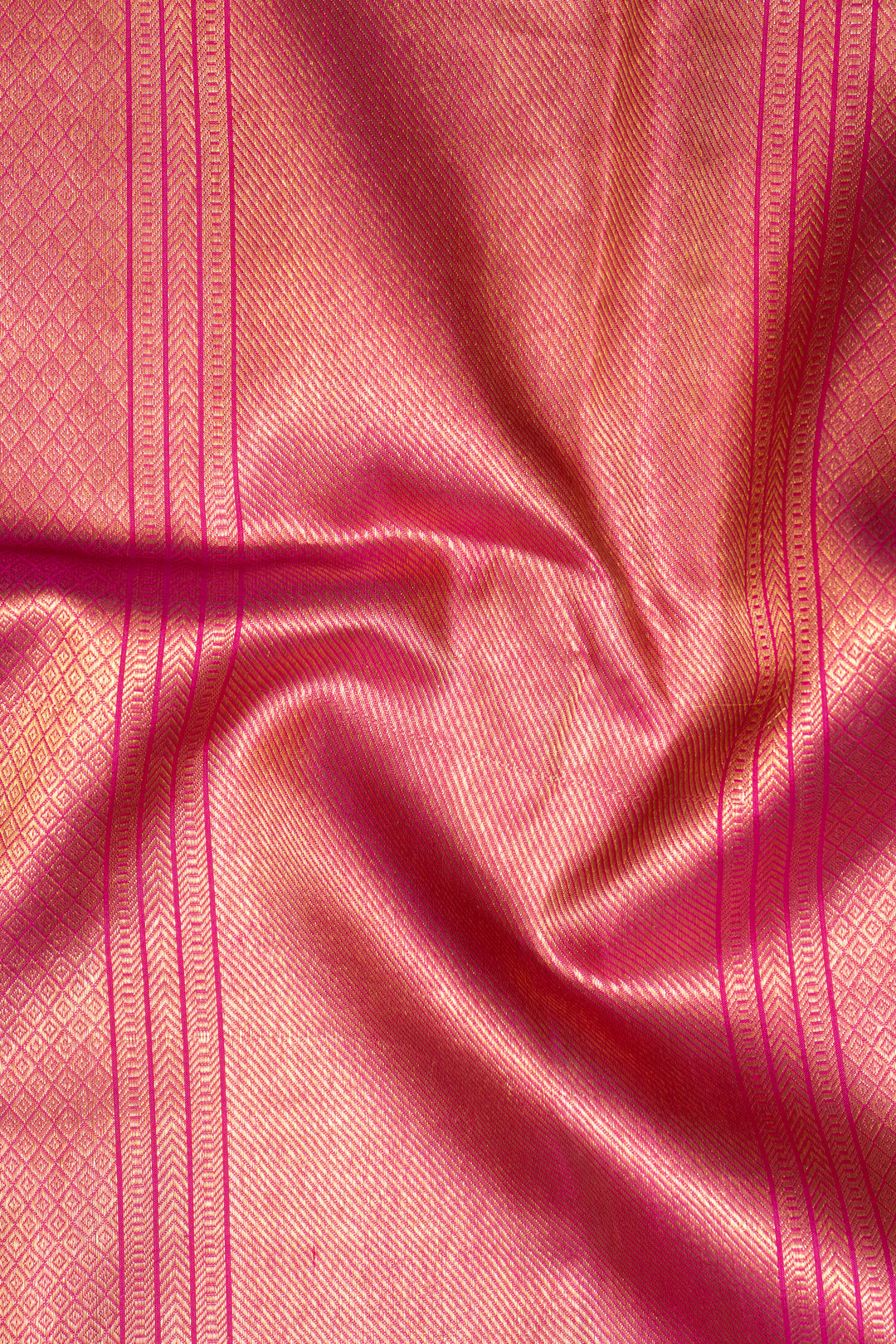 Rani Pink Stripes Pure Kanchipuram Silk Saree - Clio Silks